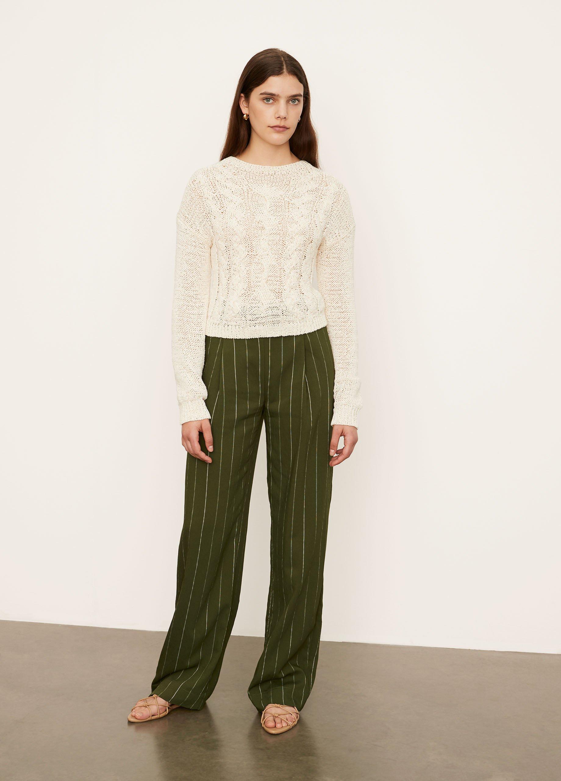 Textured Cable Crew Sweater in Vince Products Women | Vince