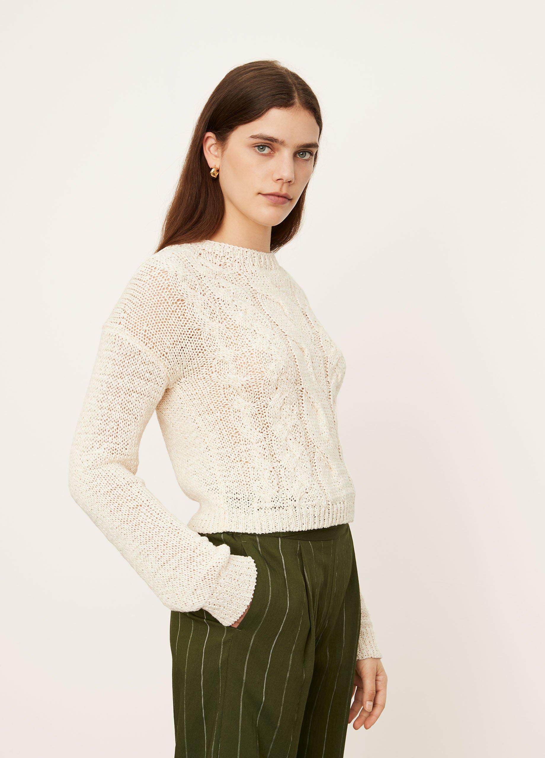 Textured Cable Crew Sweater in Vince Products Women Vince