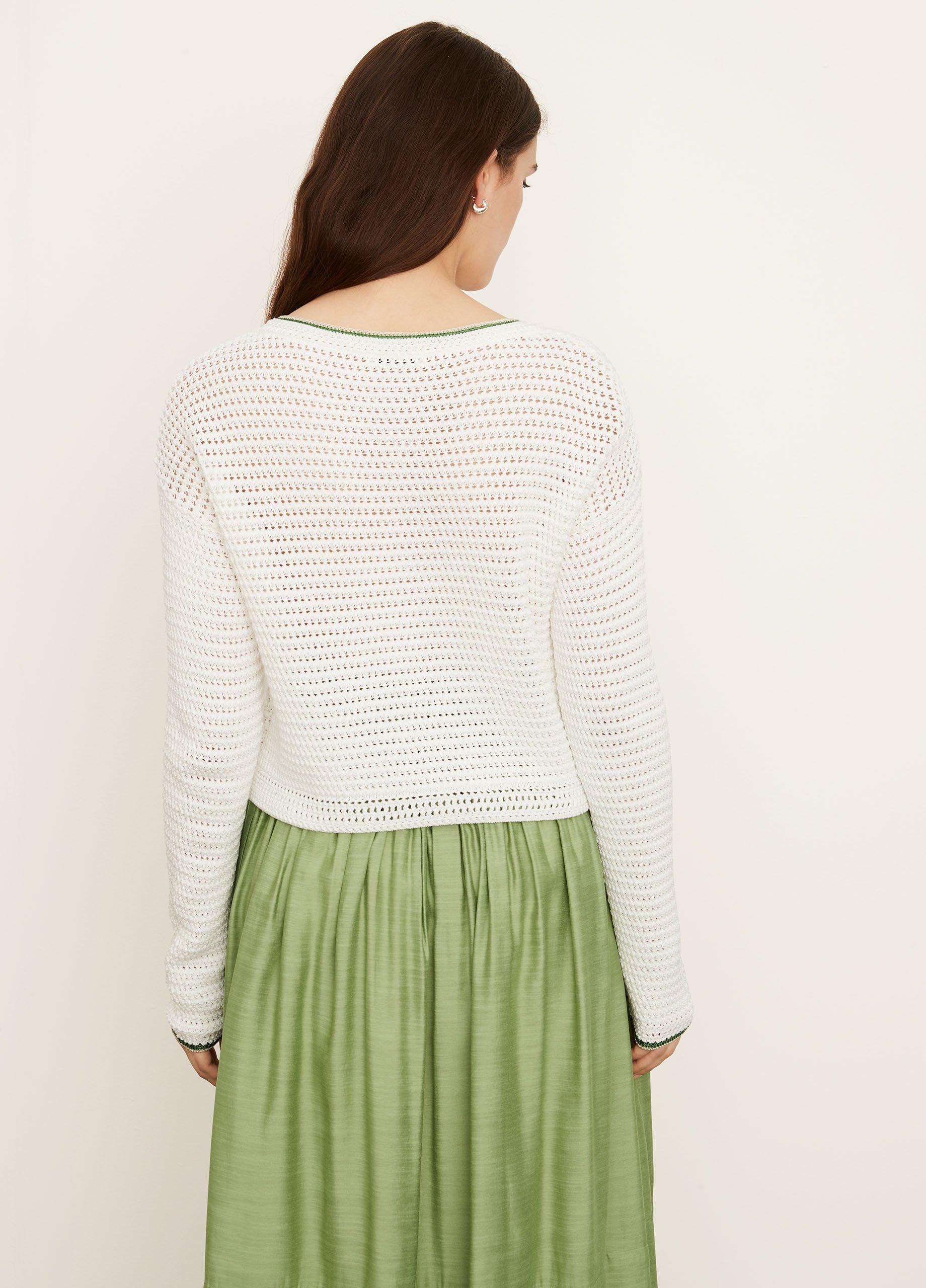 Crochet Contrast Tipping Crew Neck Top image number 3