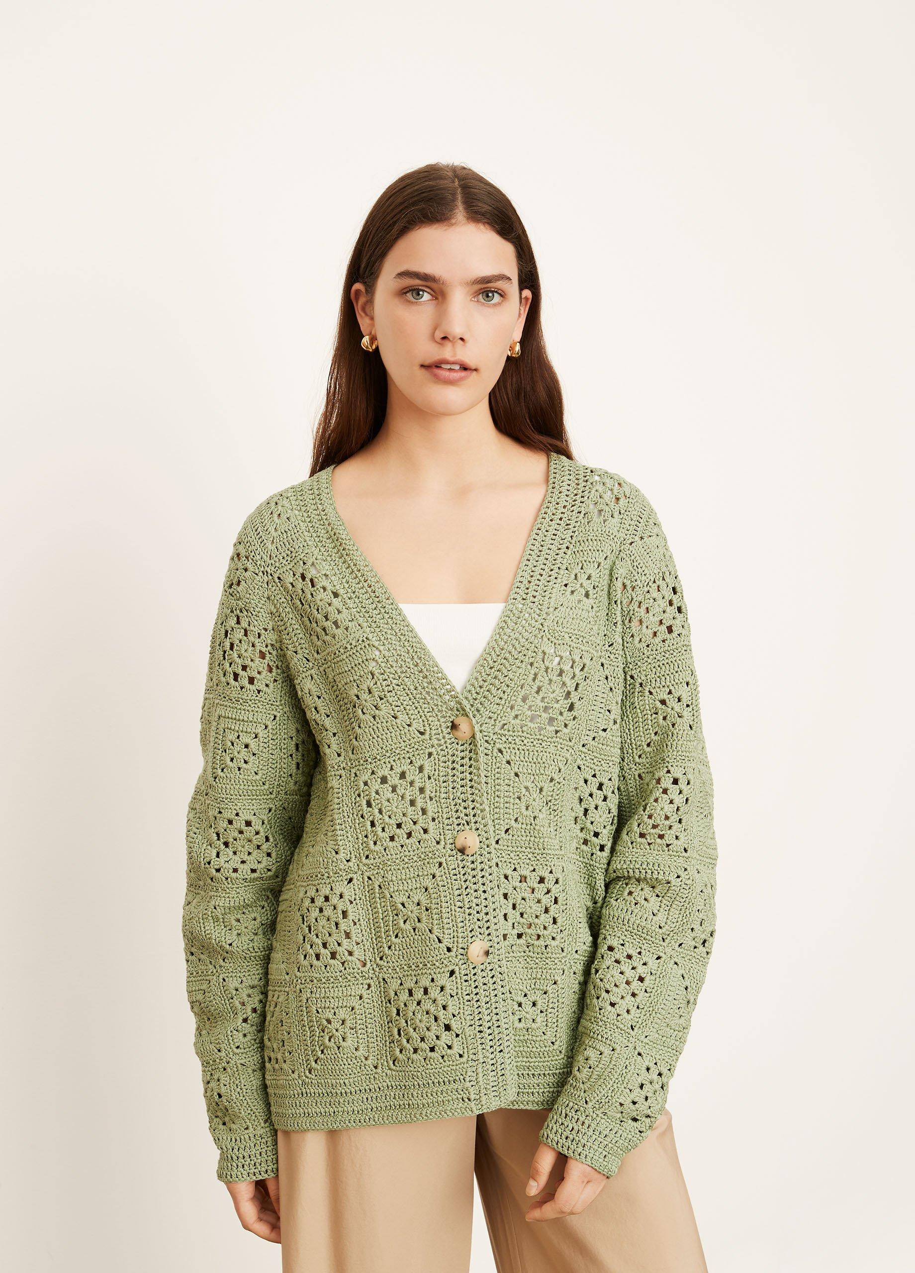 Hand-Crochet Grid Cardigan image number 1