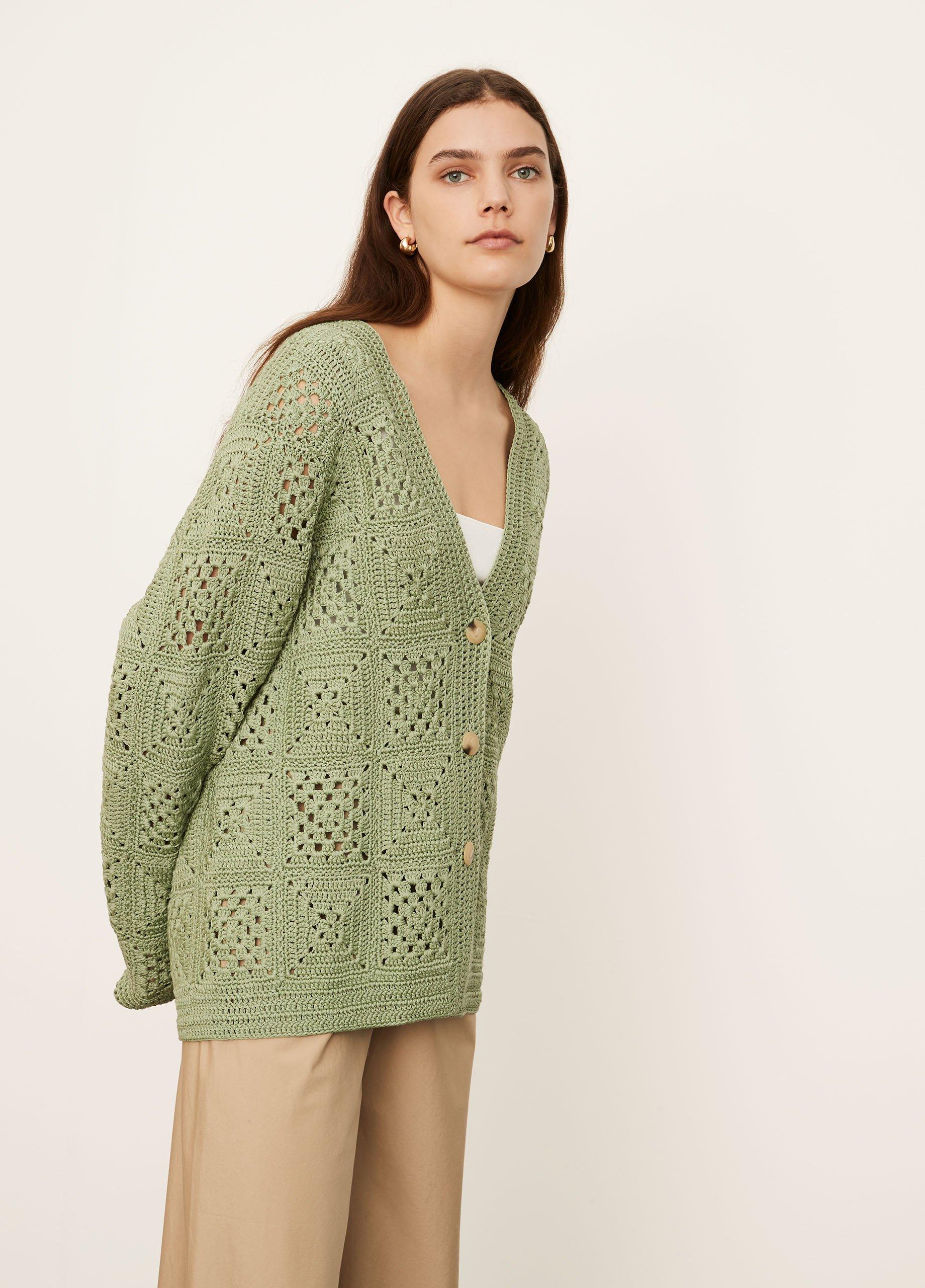 Hand-Crochet Grid Cardigan image number 2