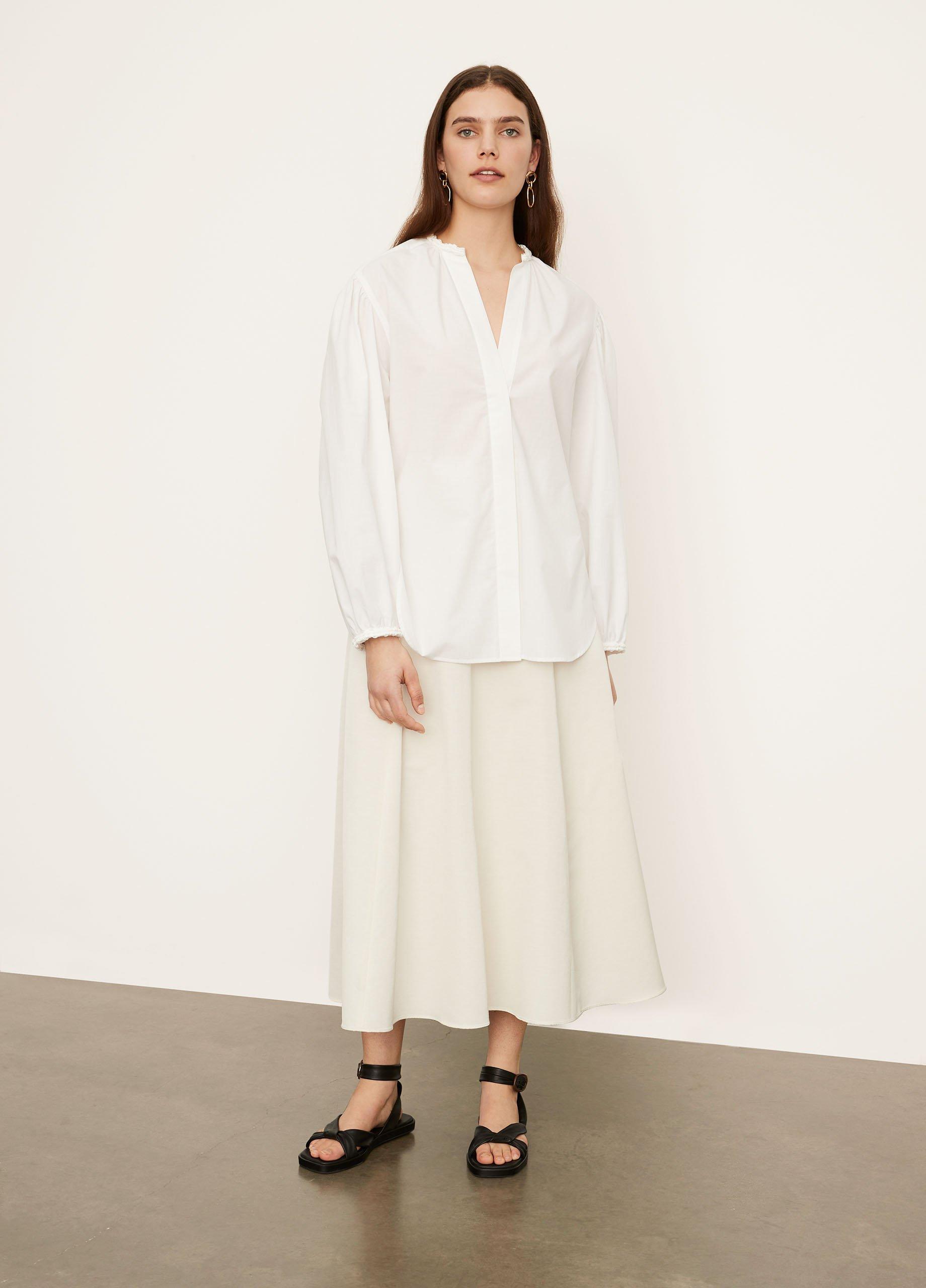 Braid Trim Band Collar Blouse image number 0