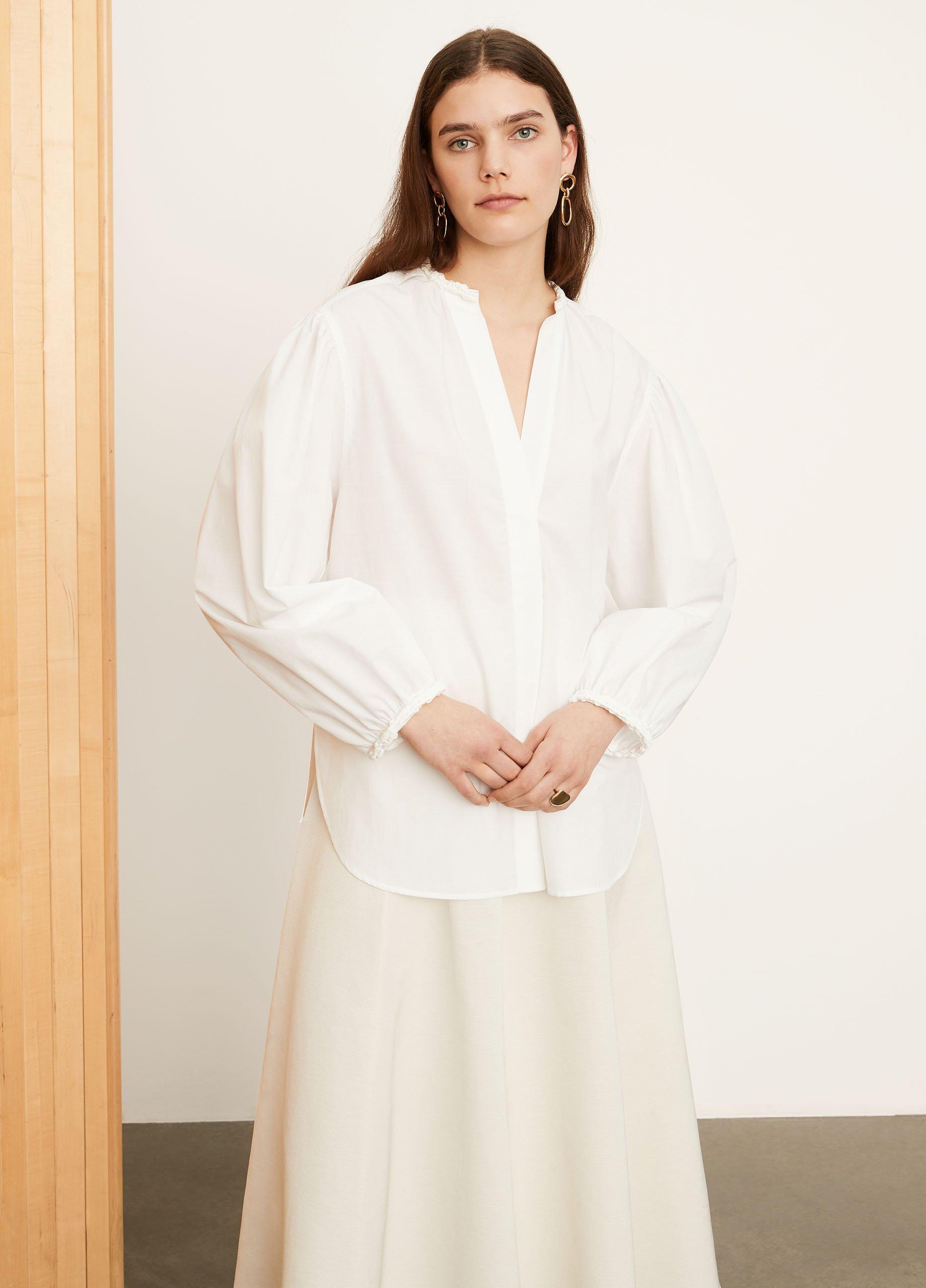 Braid Trim Band Collar Blouse image number 1