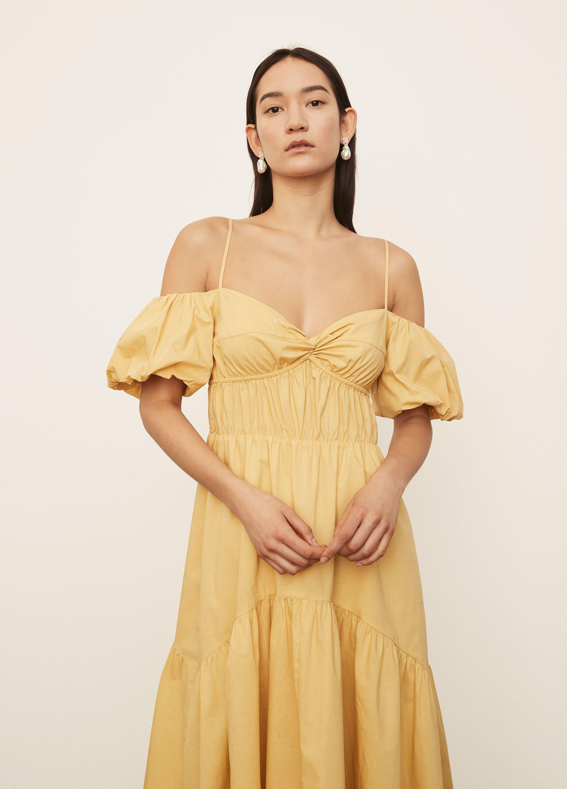 Draped Puff Sleeve Tiered Dress image number 1