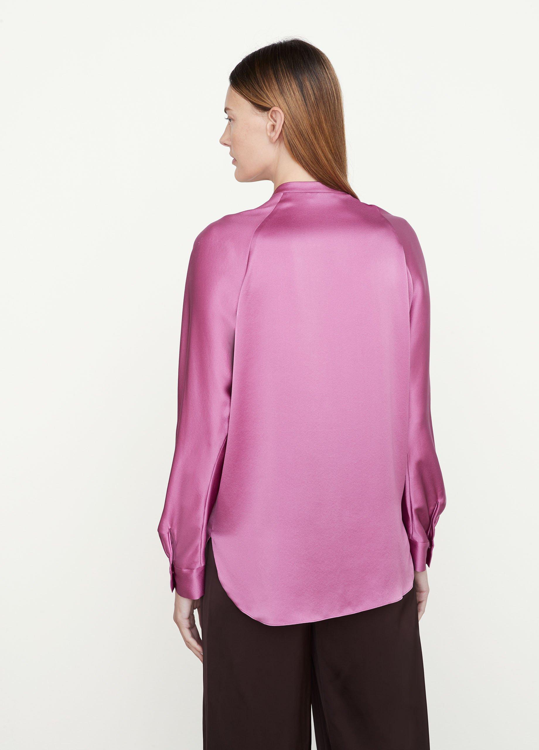 Fitted Silk Band Collar Blouse image number 3