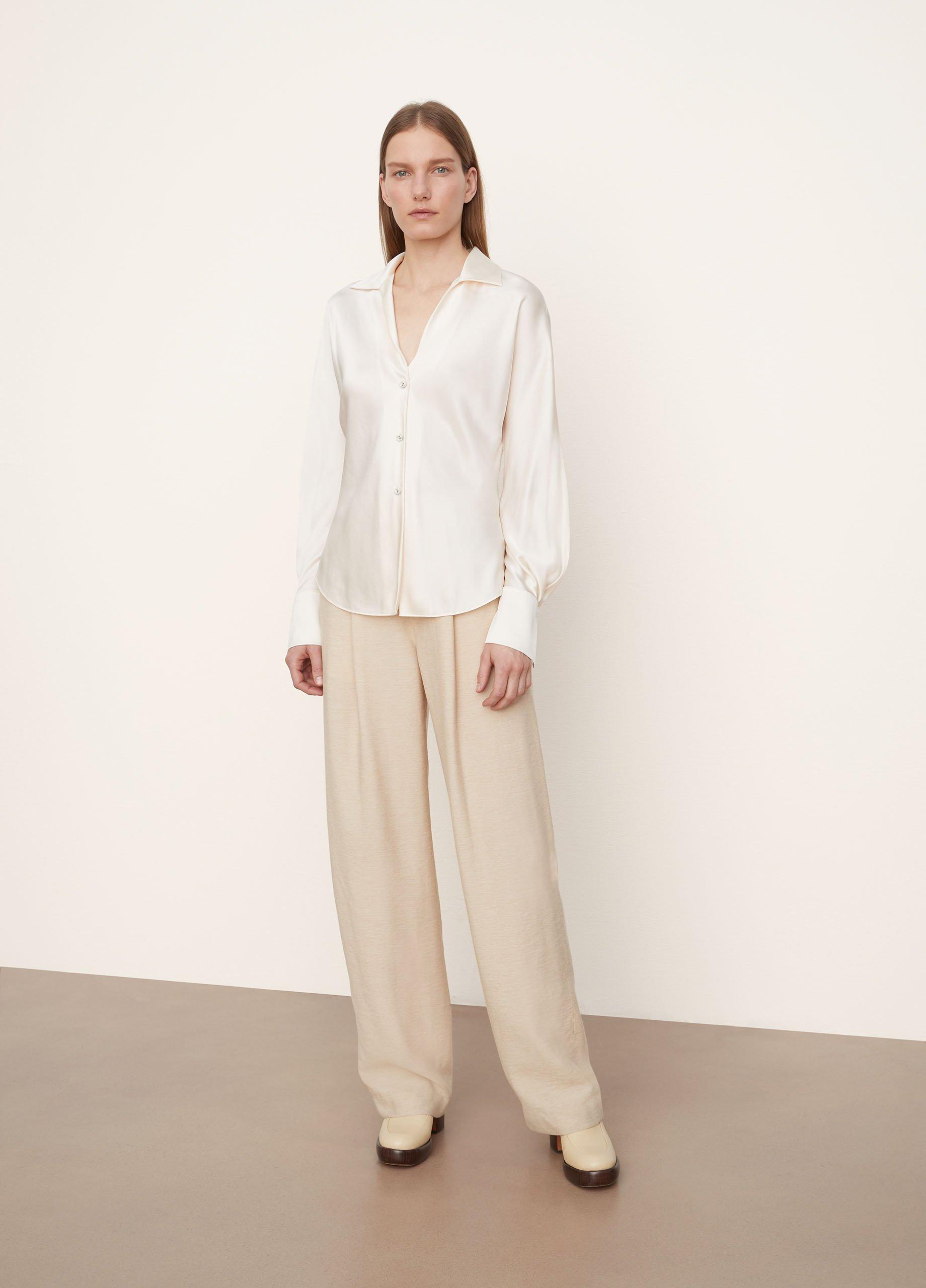 Silk Bias Long Sleeve Blouse image number 0