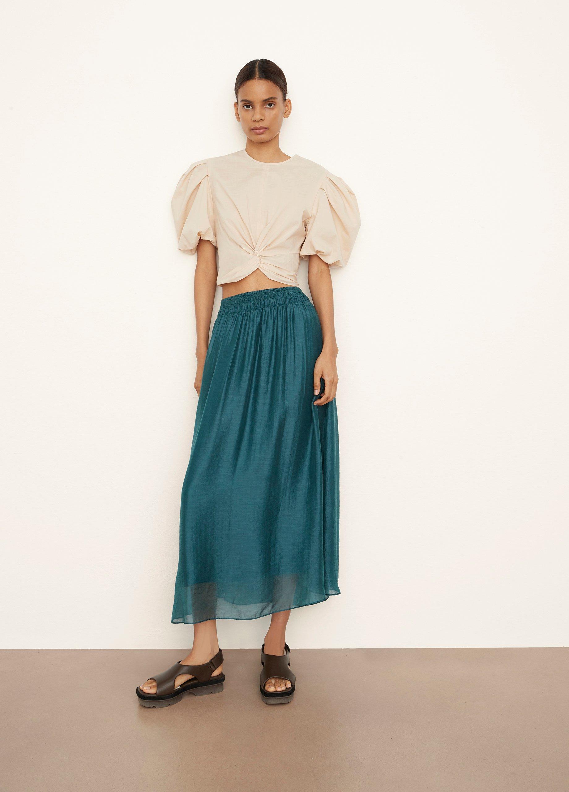 Smocked-Waist Gathered Skirt image number 1