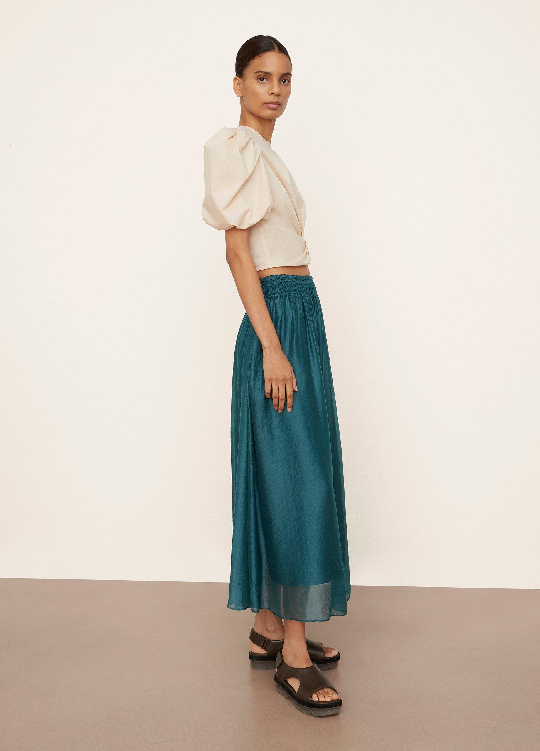 Smocked-Waist Gathered Skirt image number 2