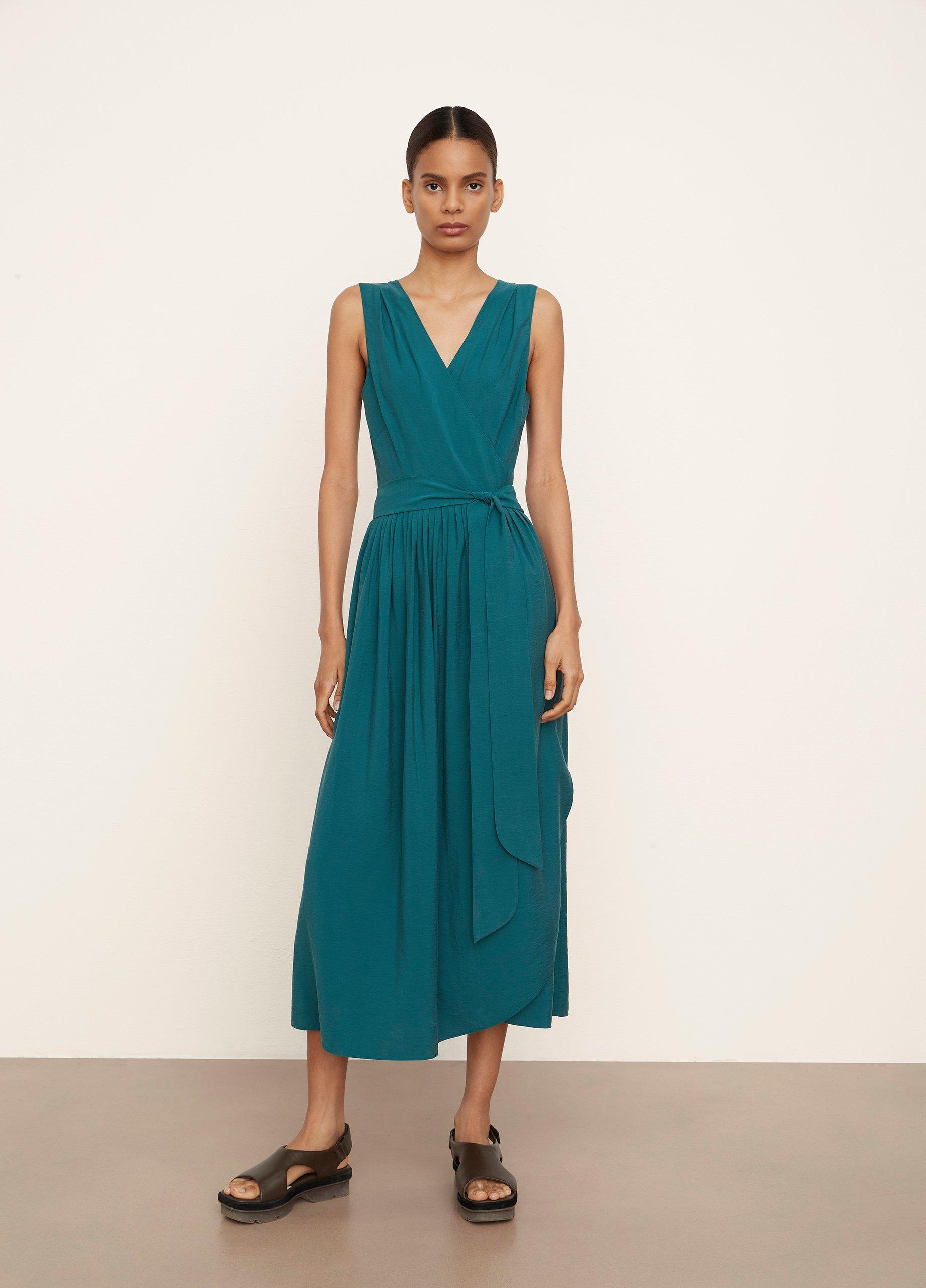 Sleeveless V-Neck Wrap Dress in Vince Products Women | Vince