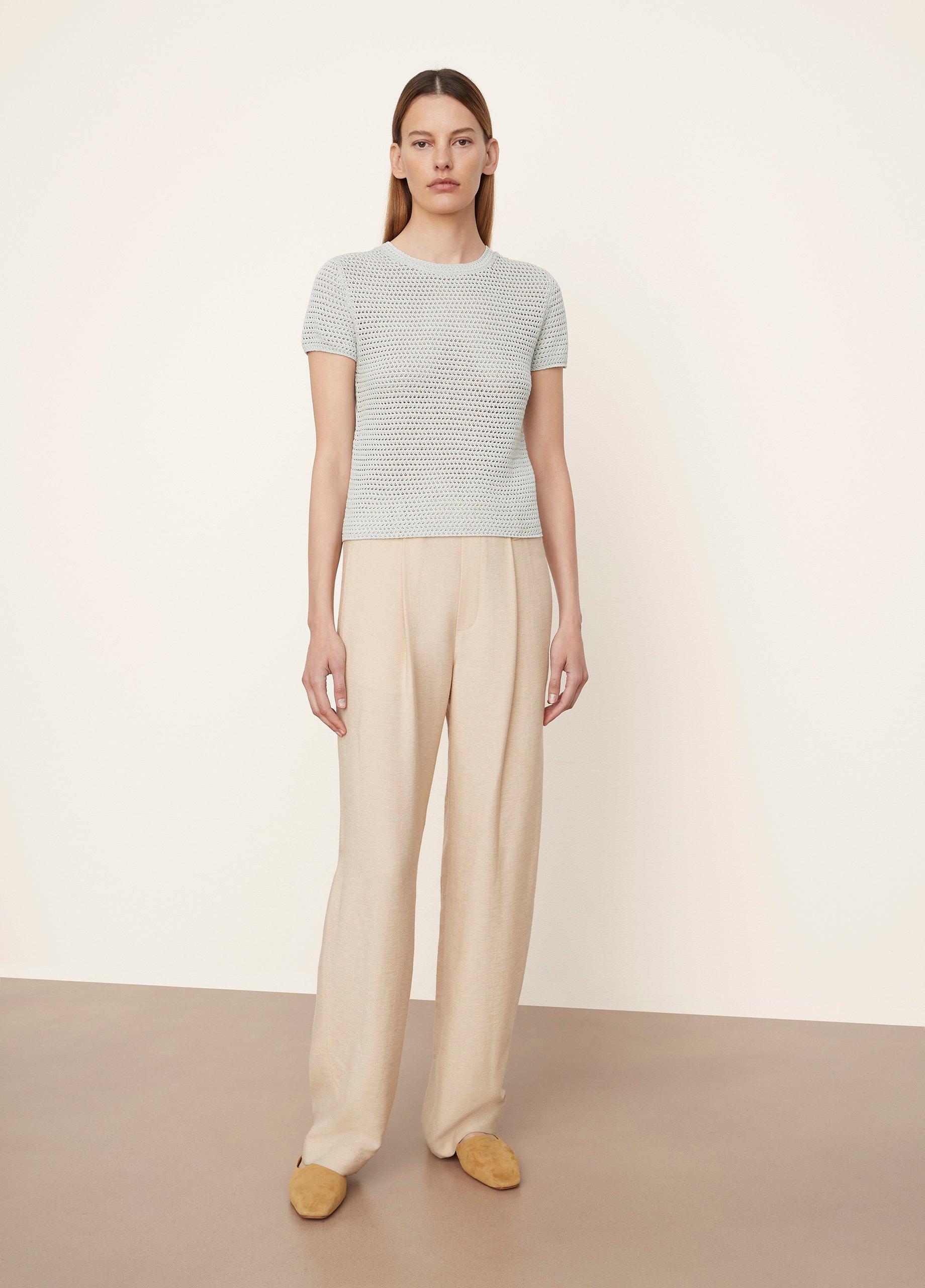 Crochet Short Sleeve Mock Neck Sweater image number 0