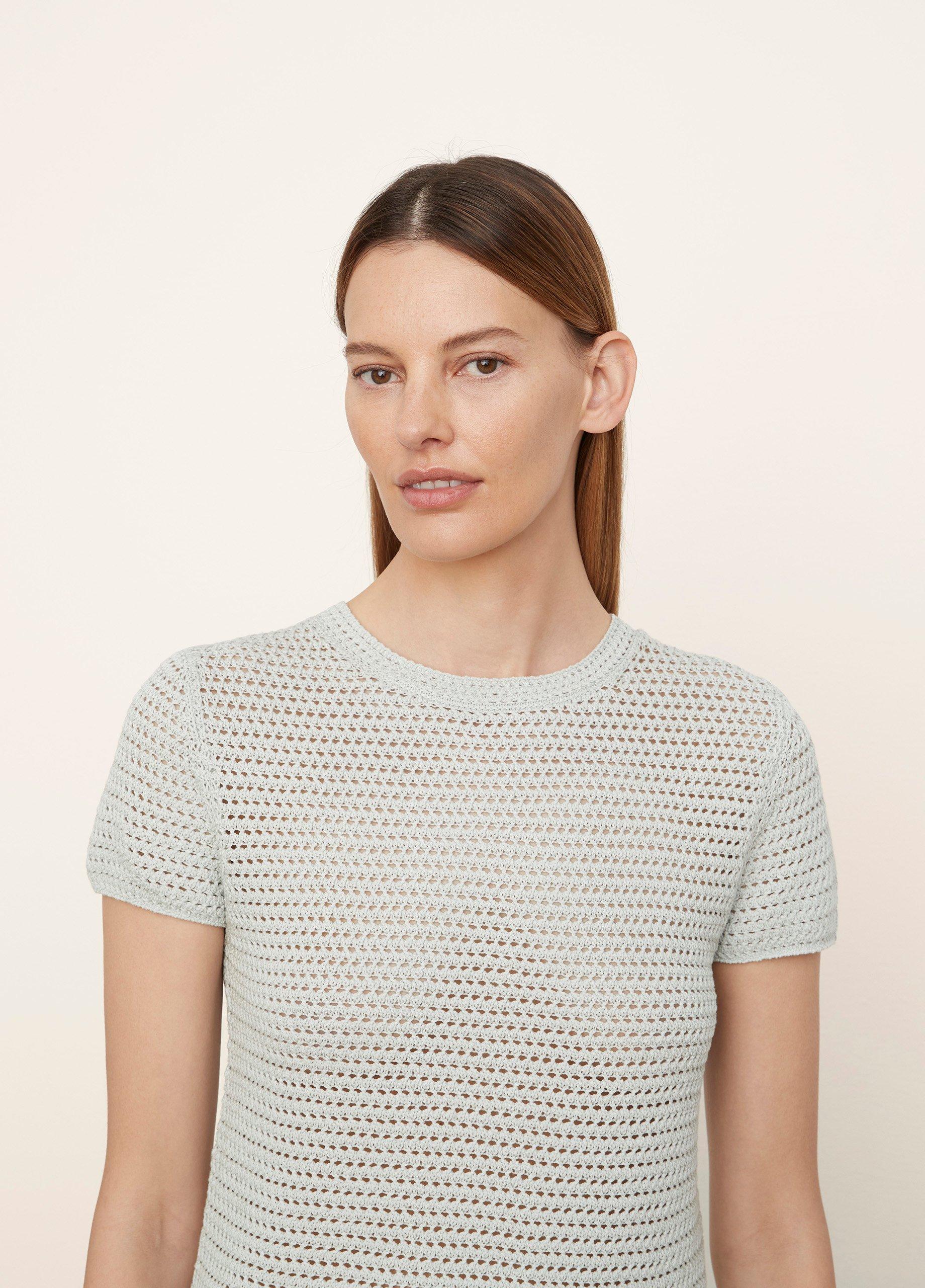 Crochet Short Sleeve Mock Neck Sweater image number 1