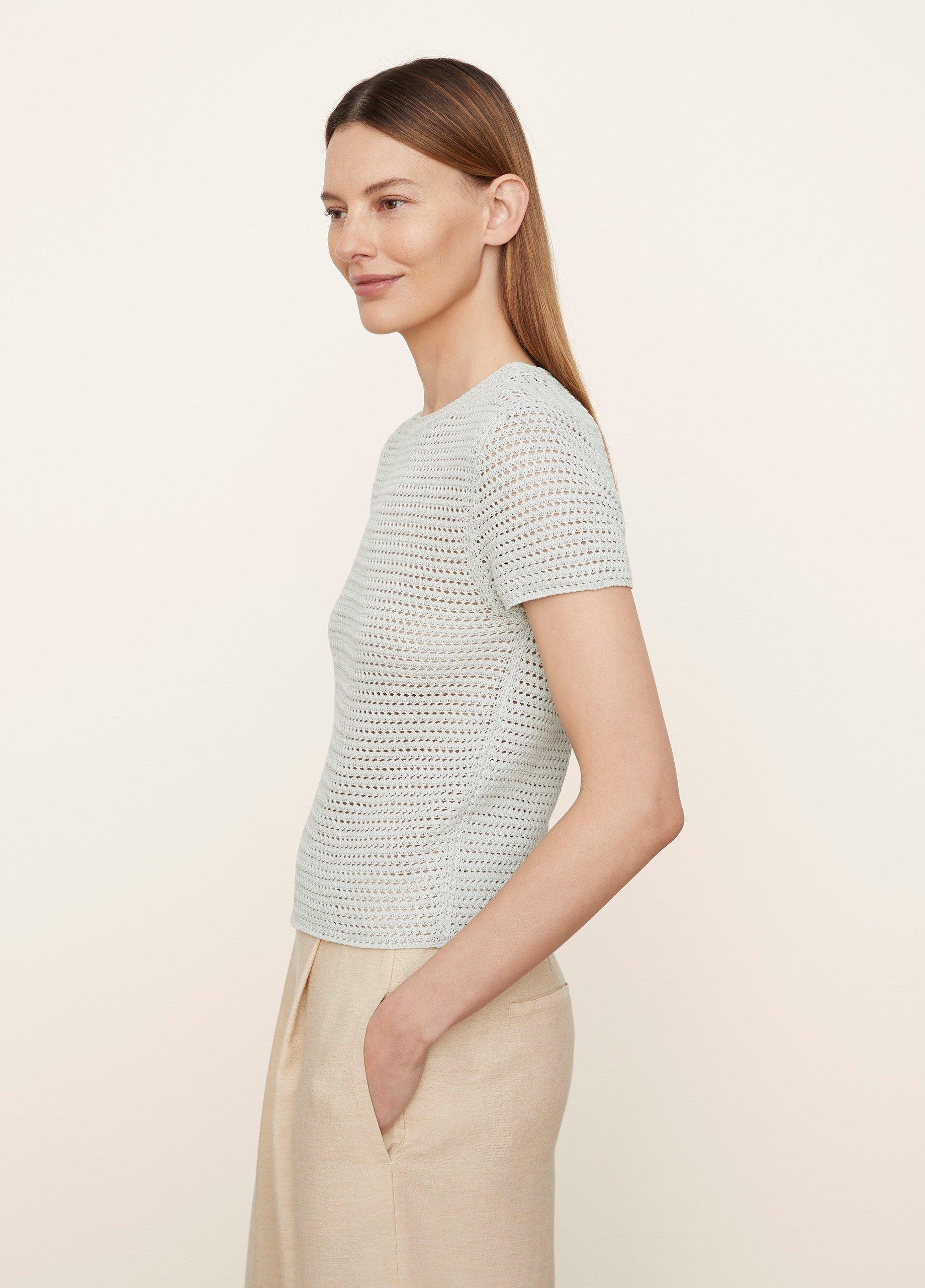 Crochet Short Sleeve Mock Neck Sweater image number 2