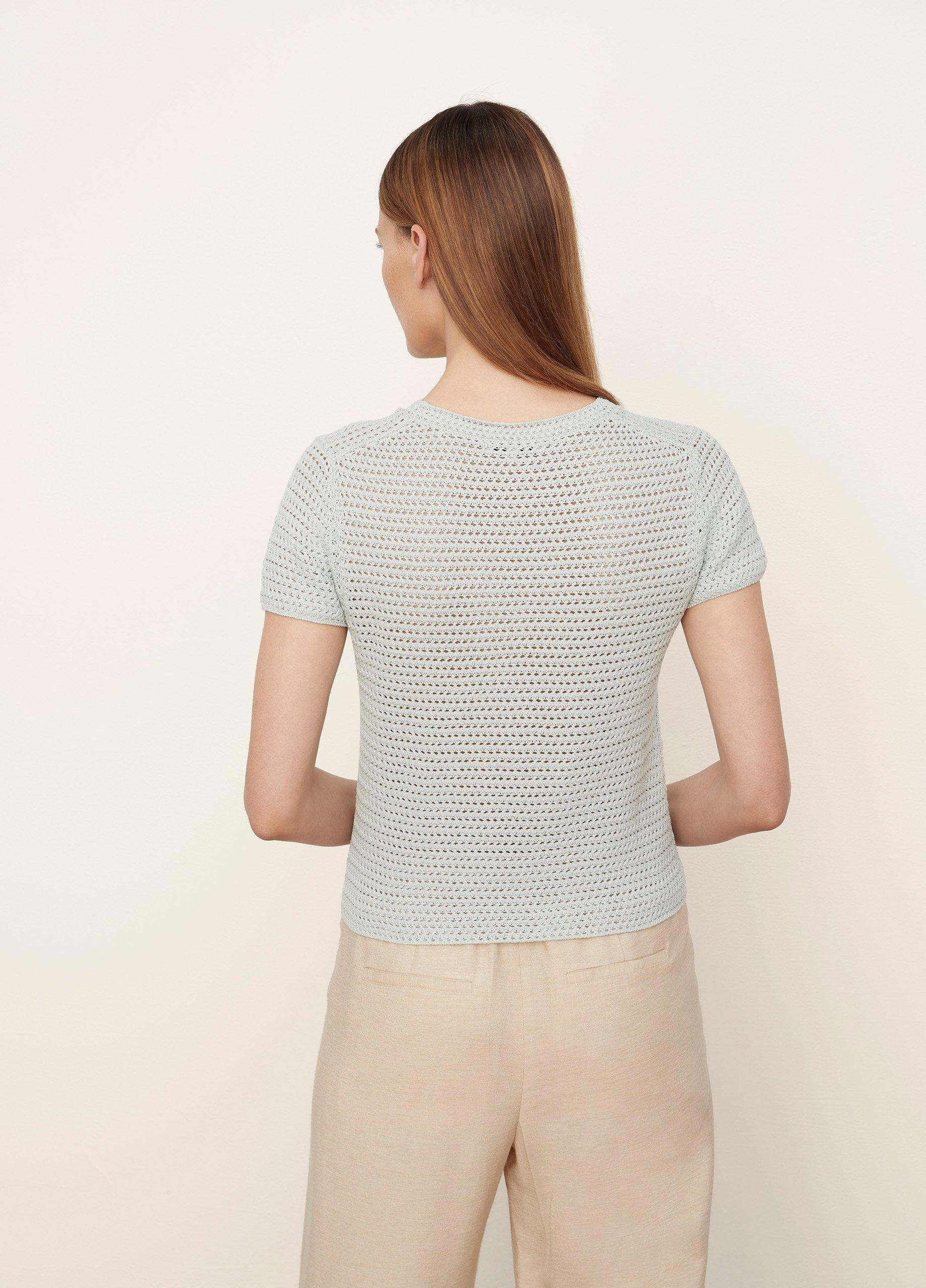 Crochet Short Sleeve Mock Neck Sweater image number 3