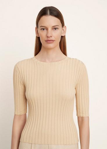 Ribbed Elbow Sleeve Sweater image number 1