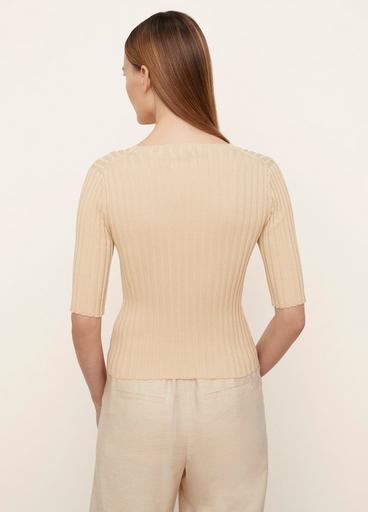Ribbed Elbow Sleeve Sweater image number 3