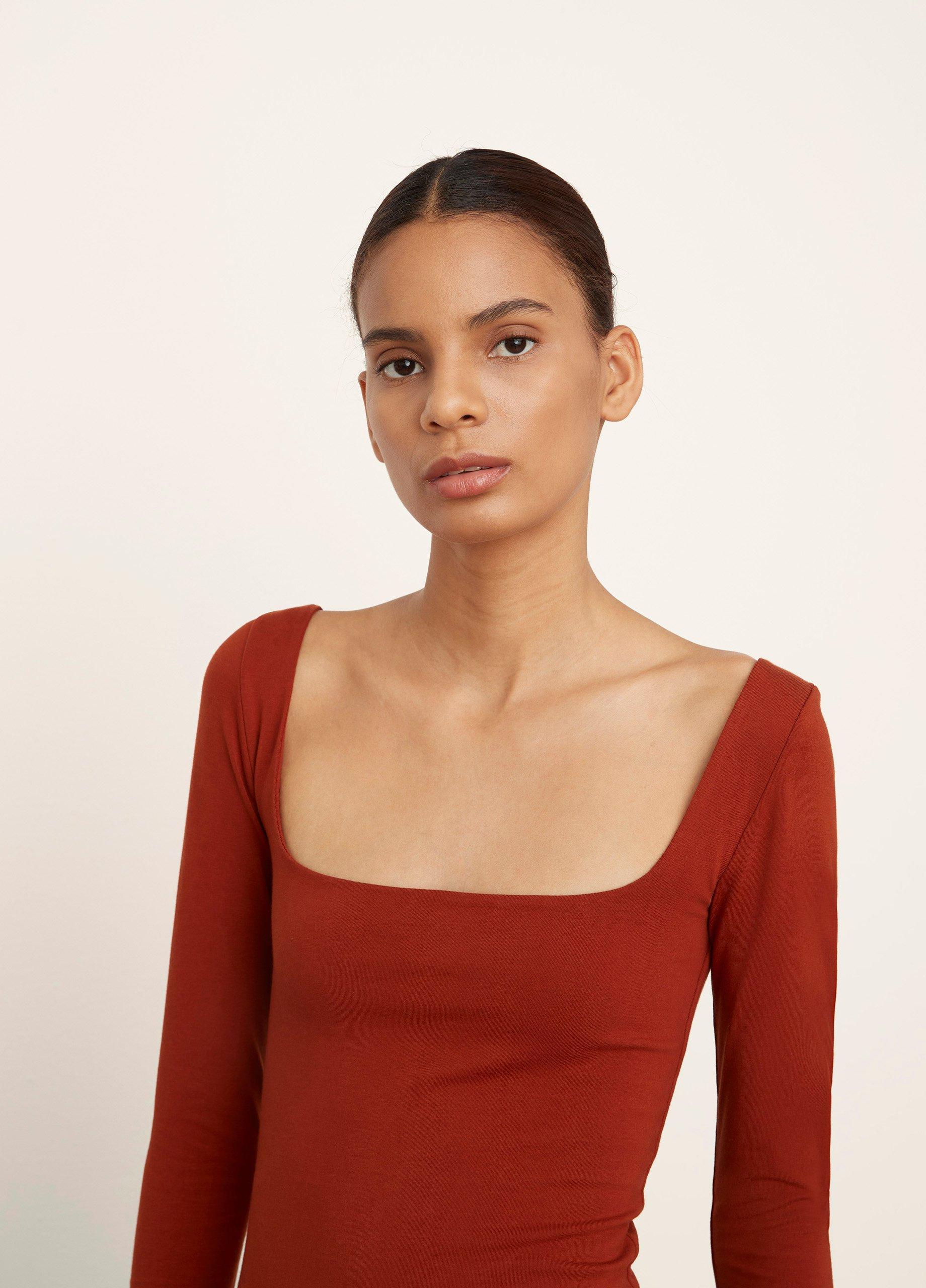 Pima Cotton Long Sleeve Square-Neck image number 1