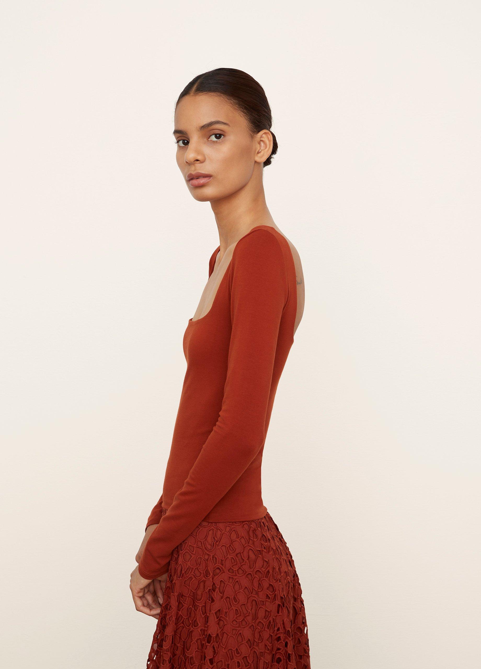 Pima Cotton Long Sleeve Square-Neck image number 2