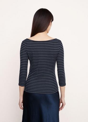 Variegated Rib Striped Scoop Neck T-Shirt image number 3