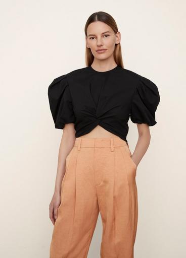 Twist Knot Puff Sleeve Blouse image number 1