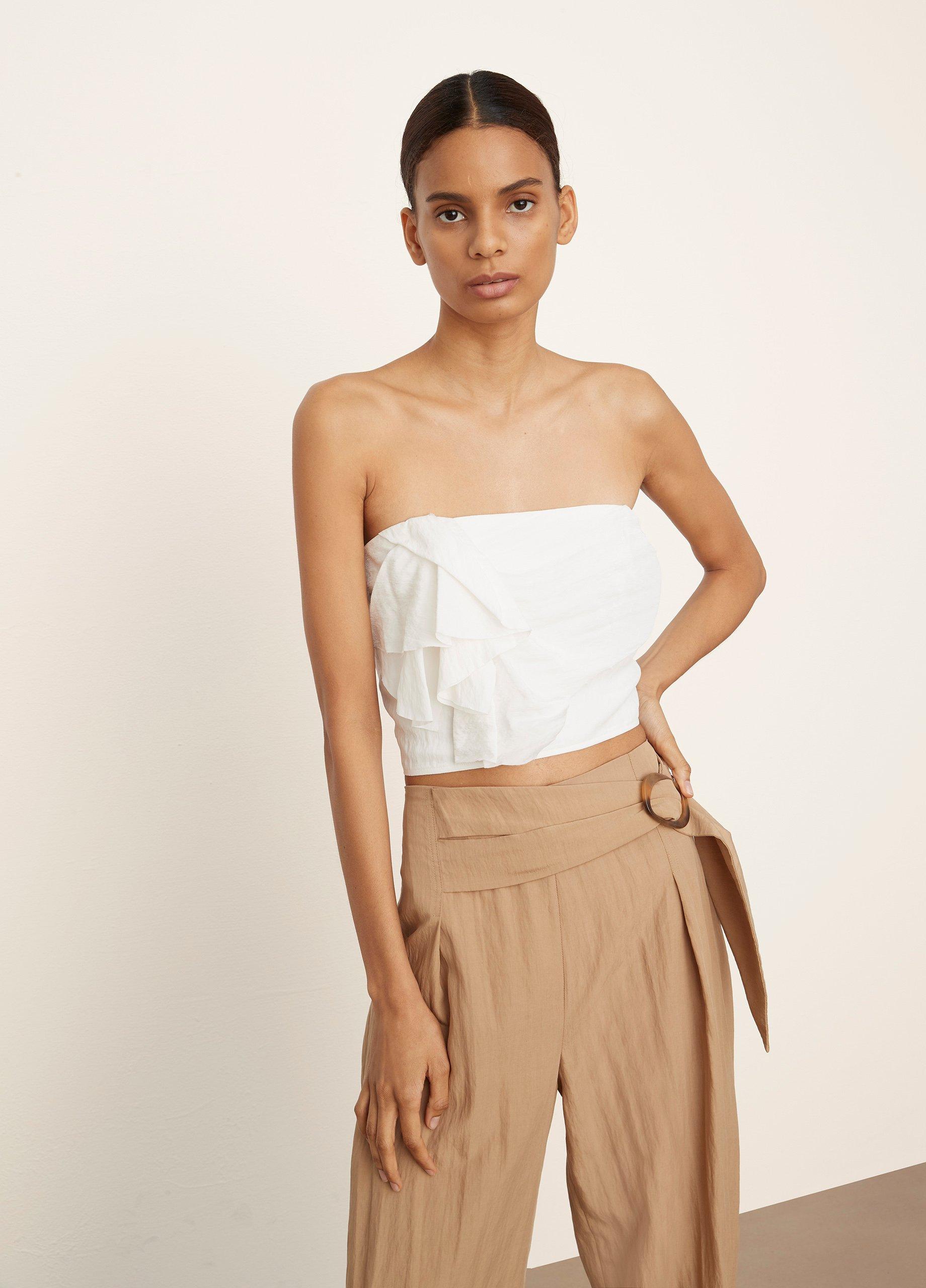 Floral Draped Strapless Top image number 1