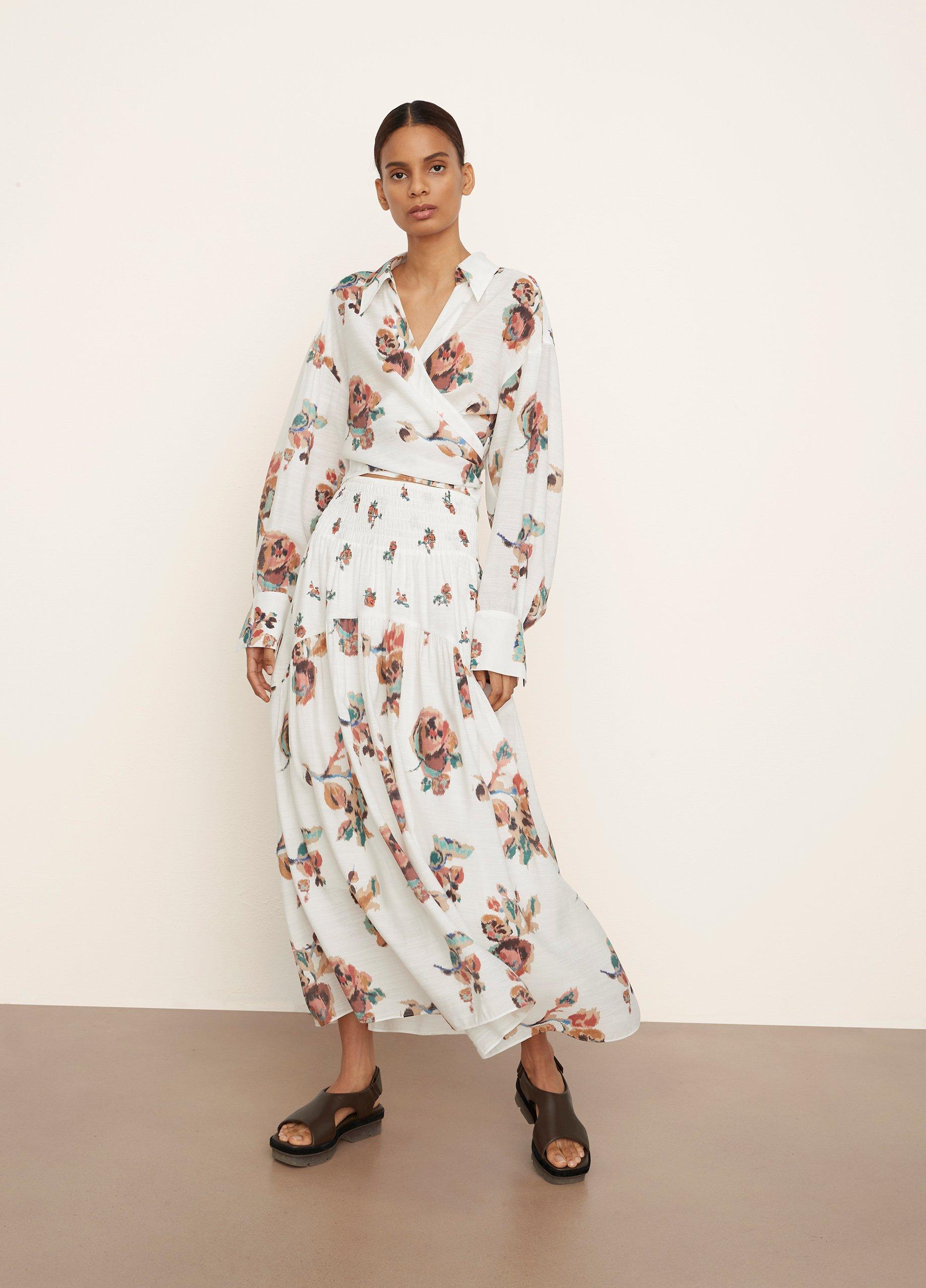 Ikat Floral Back Tie Wrap Shirt image number 0