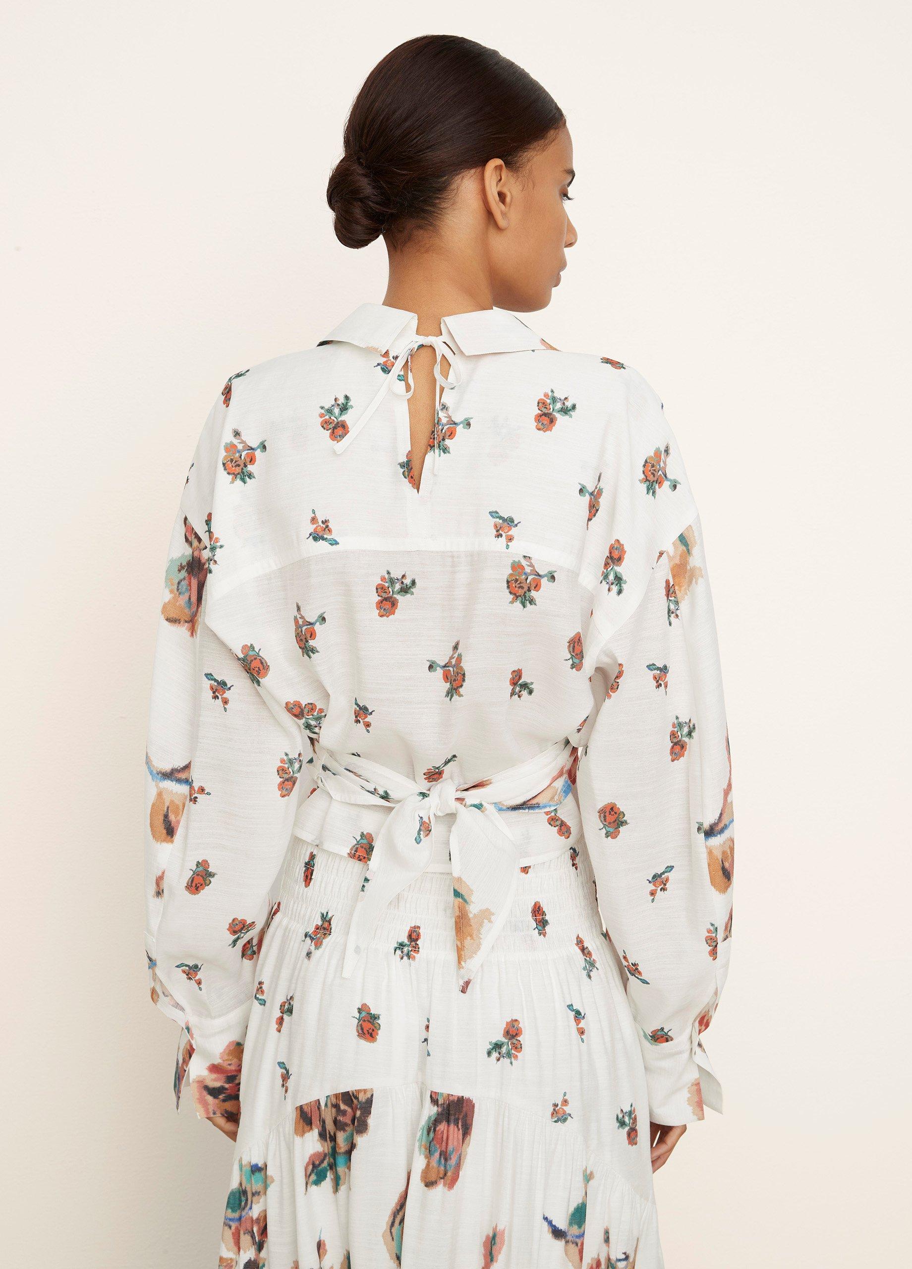 Ikat Floral Back Tie Wrap Shirt image number 3