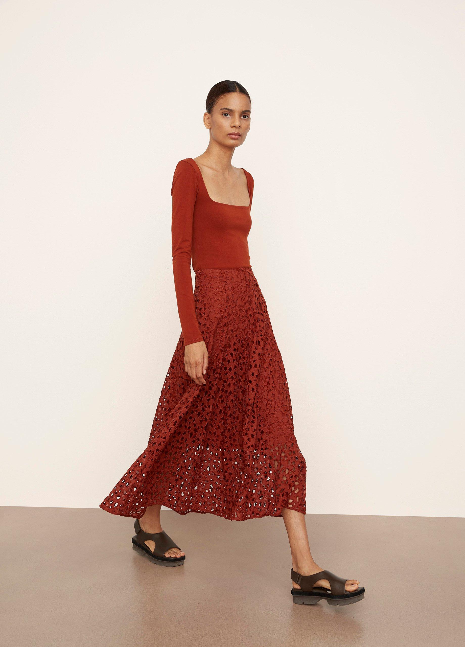 Lace Paneled Slip Skirt in Vince Products Women | Vince