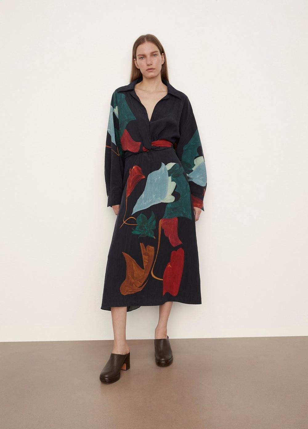 Abstract Painted Slim Fitted Wrap Dress
