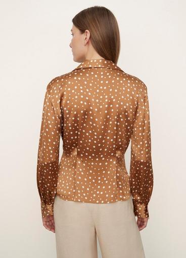 Silk Tossed Dot Fitted Collar Blouse image number 3