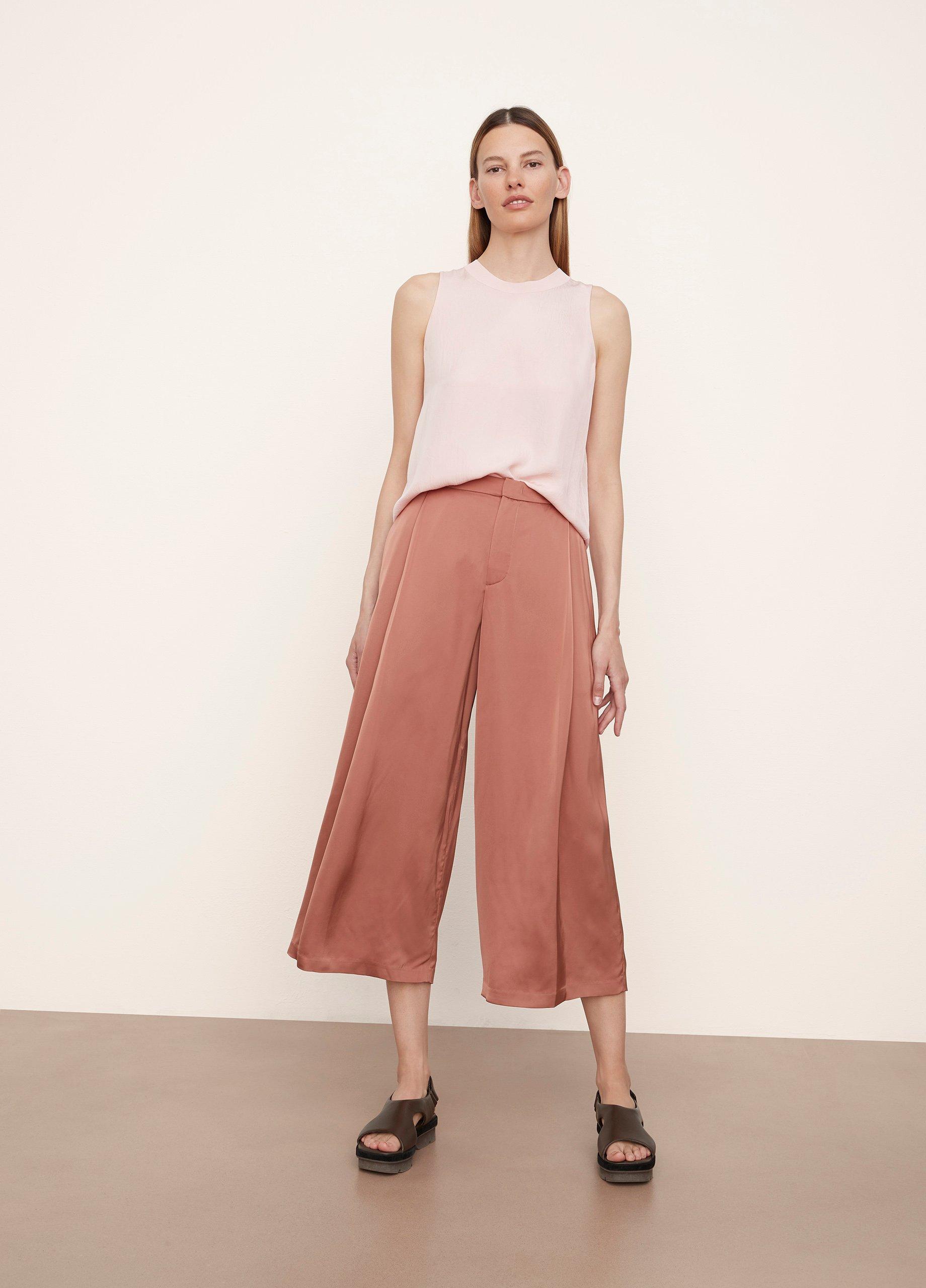 Satin Pleat-Front Wide-Leg Pant image number 0
