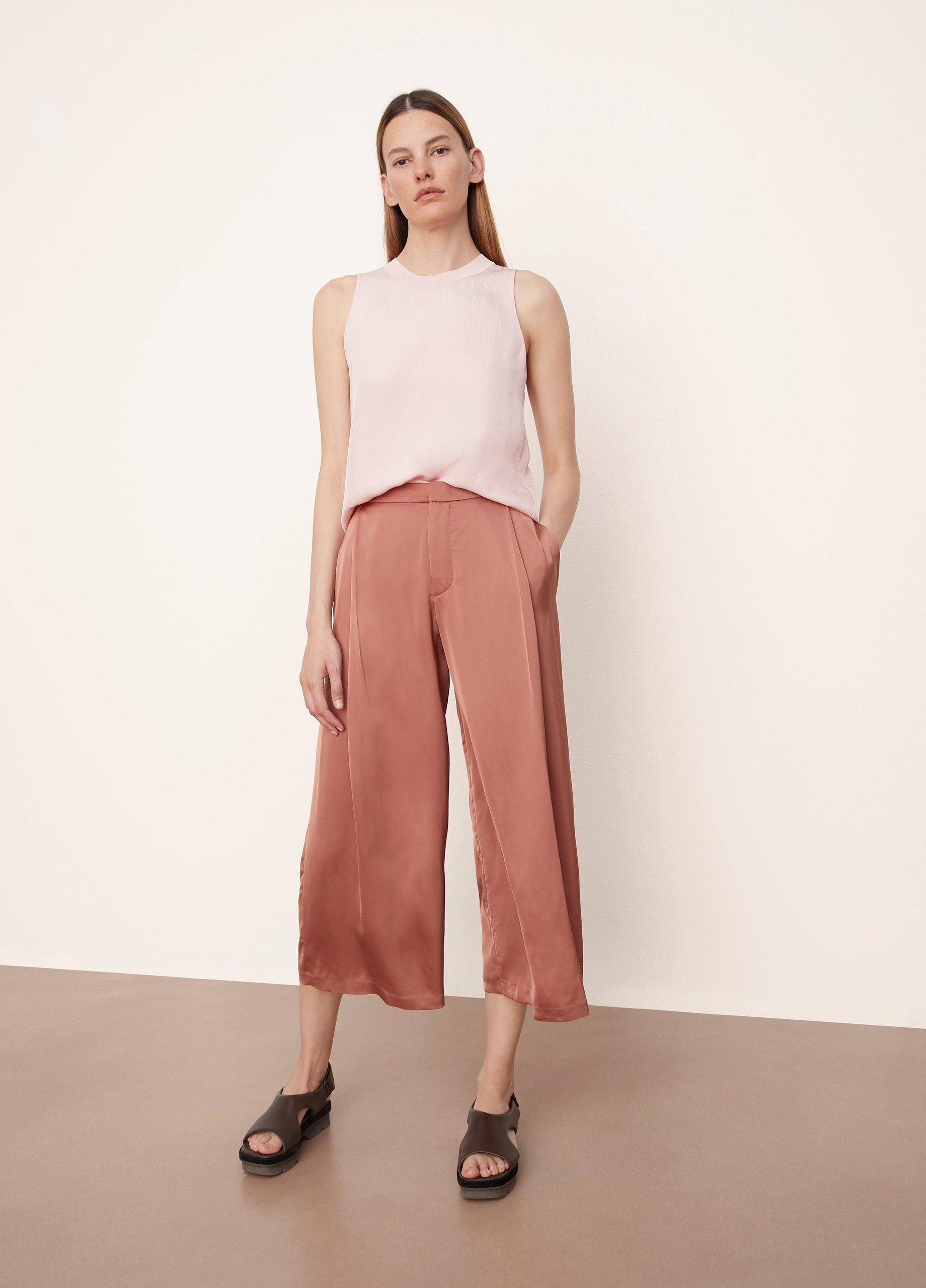 Satin Pleat-Front Wide-Leg Pant image number 1