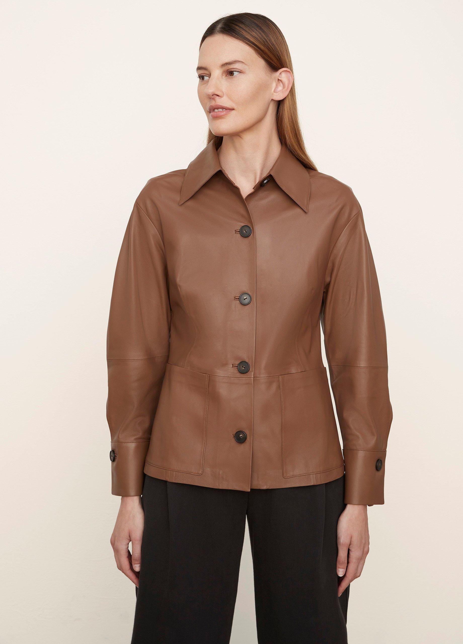 Leather Long Sleeve Overshirt image number 1