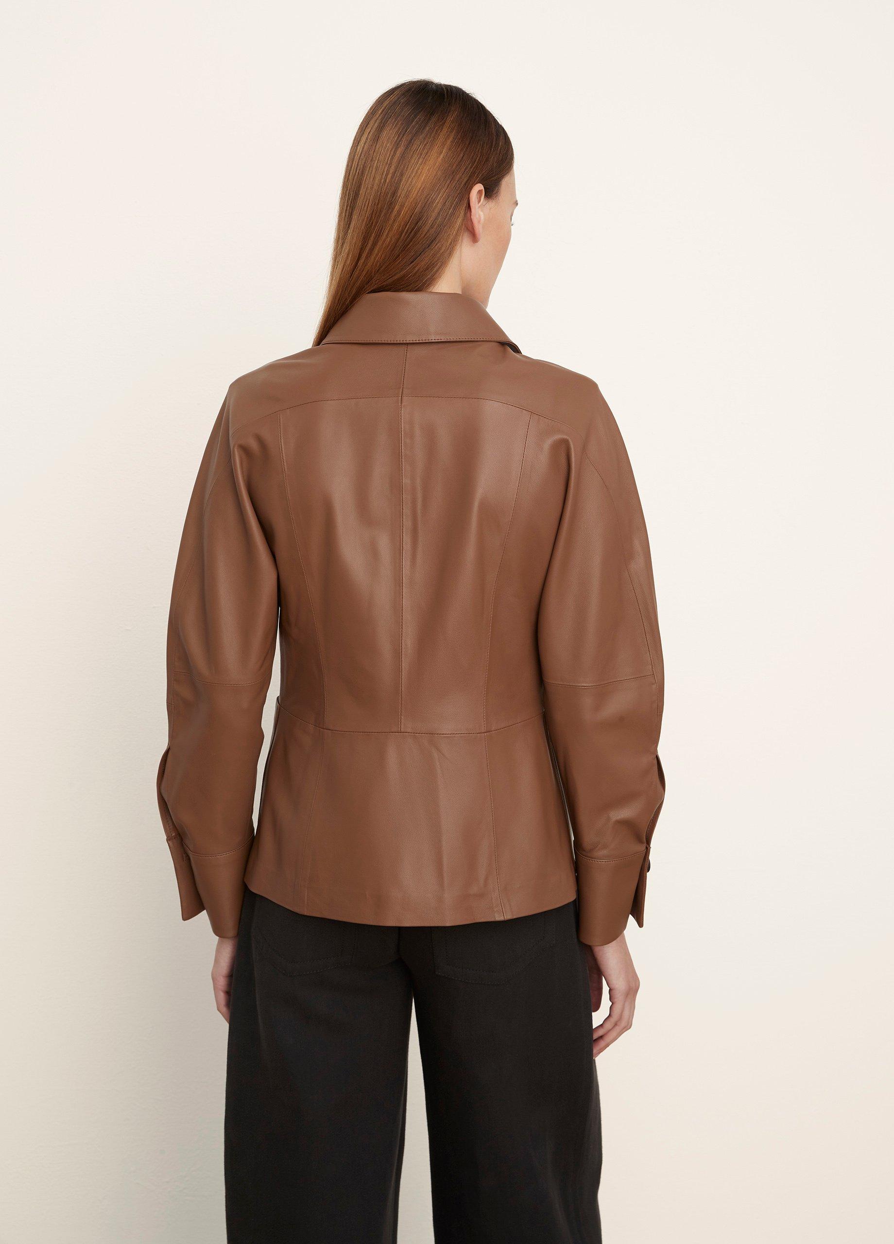 Leather Long Sleeve Overshirt image number 3