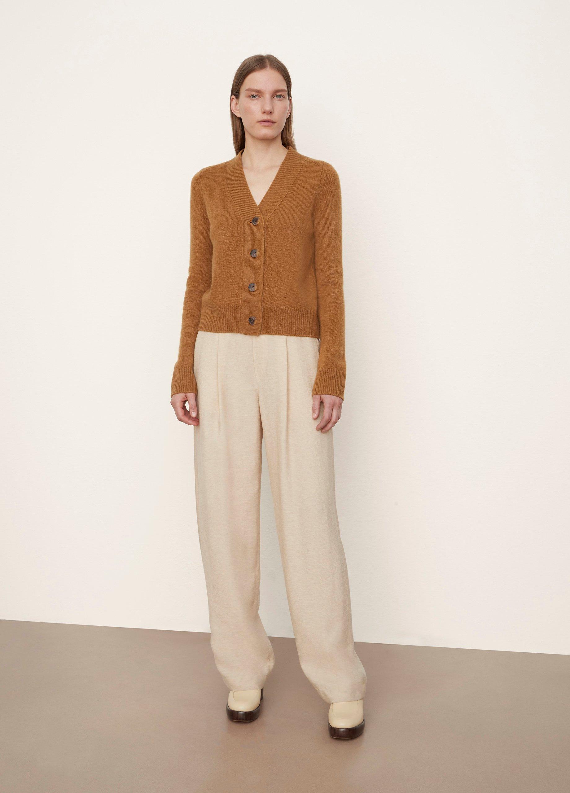 Textured Cashmere Shrunken Button Cardigan image number 0