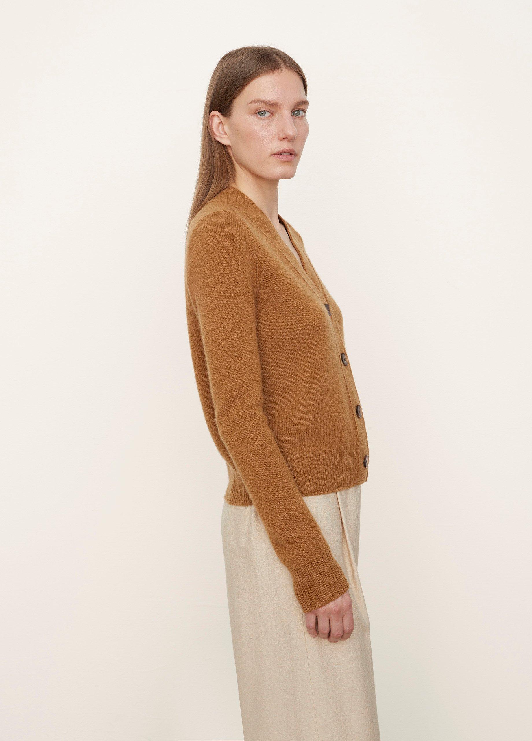 Textured Cashmere Shrunken Button Cardigan image number 2