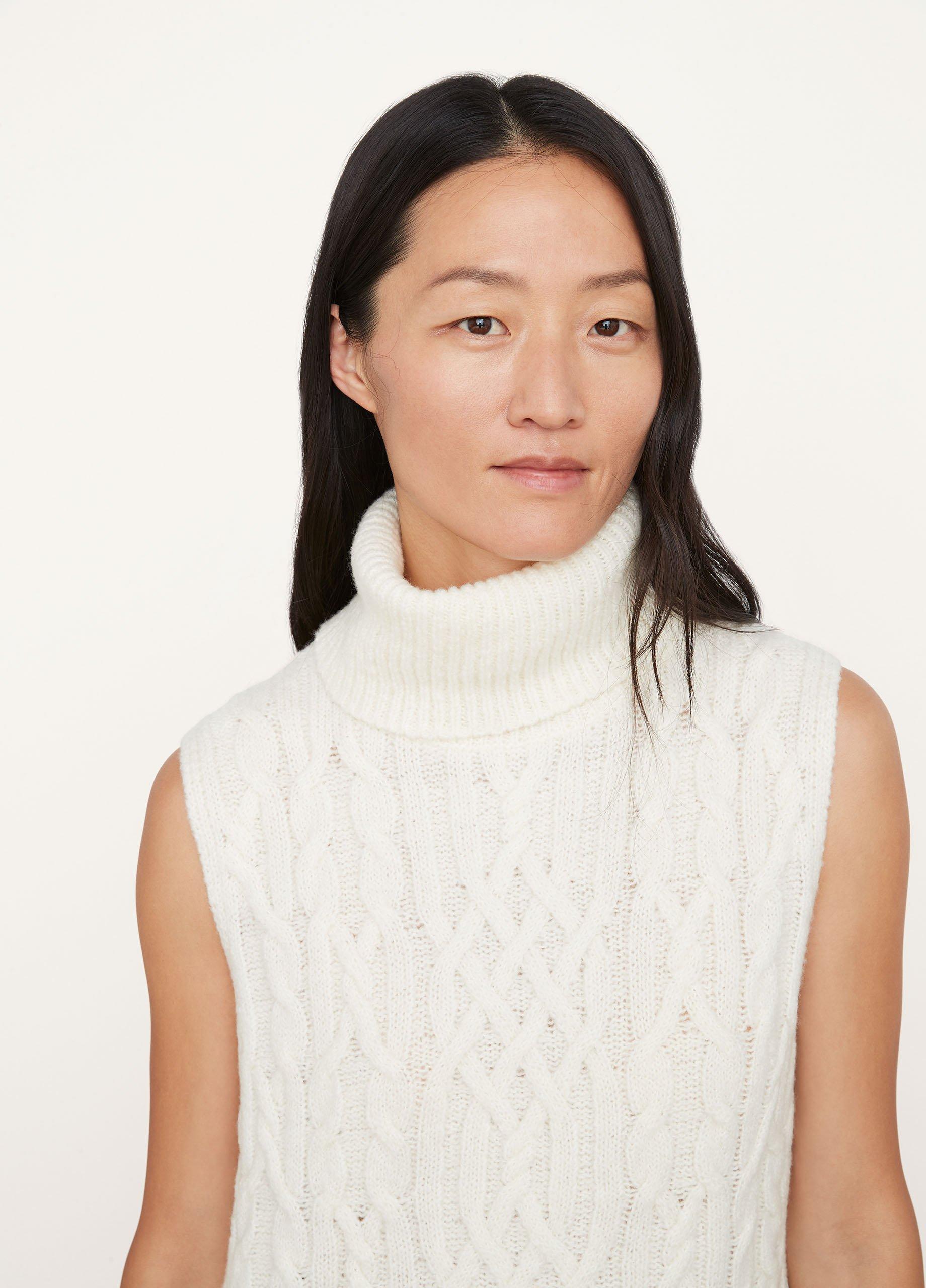 Hand-Knit Twisted Cable Shell Sweater image number 1