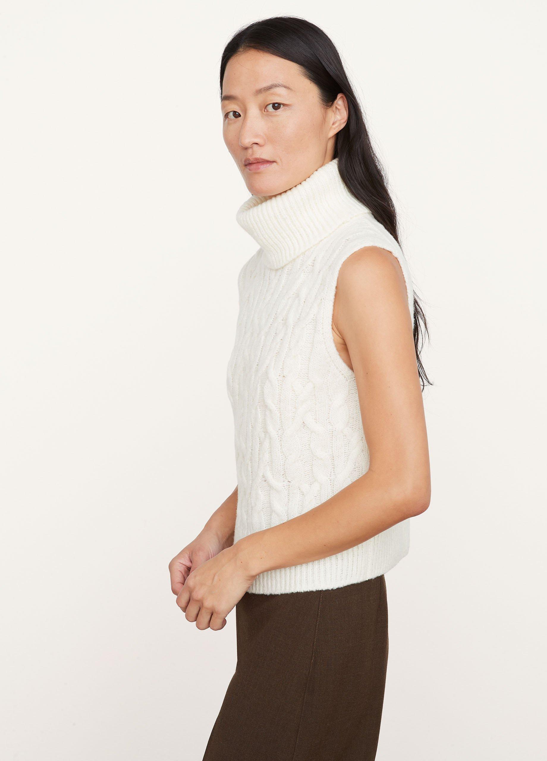 Hand-Knit Twisted Cable Shell Sweater image number 2
