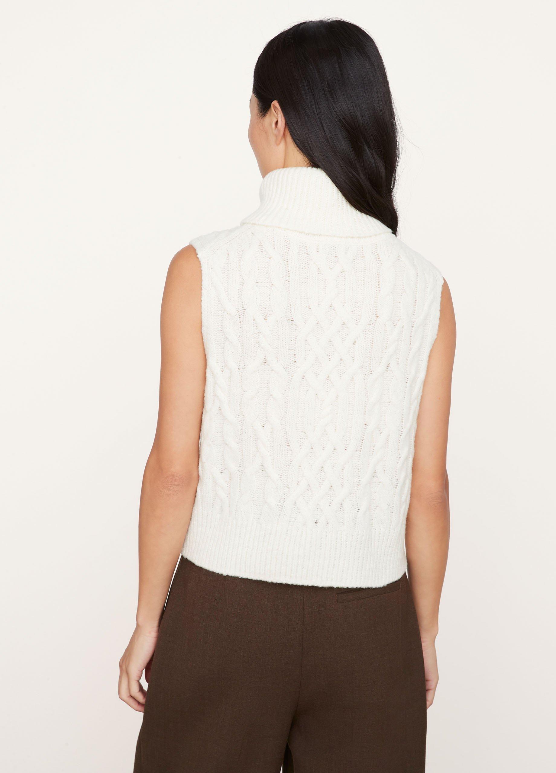 Hand-Knit Twisted Cable Shell Sweater image number 3