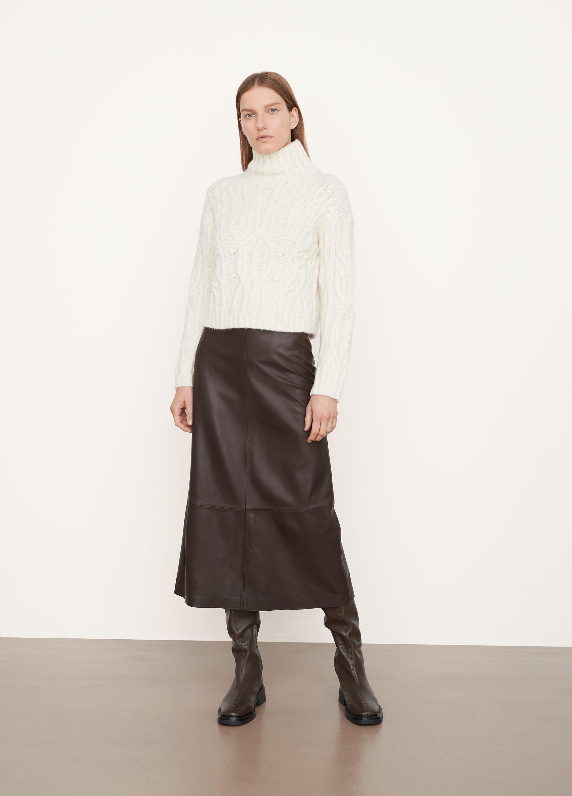 Interlaced Cable Turtleneck Sweater in Sweaters | Vince