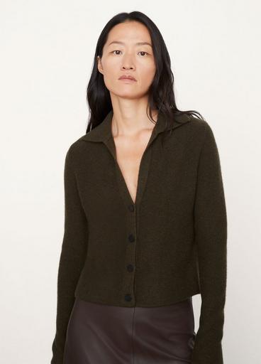Plush Cashmere Polo Buttoned Cardigan image number 1
