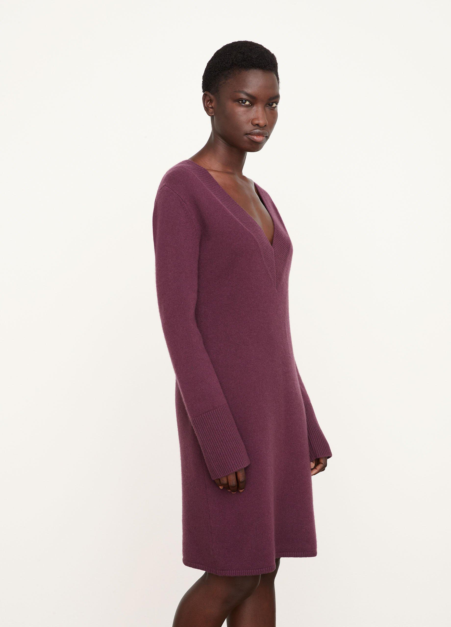 Ribbed Long-Sleeve Crew Neck Dress in Dresses