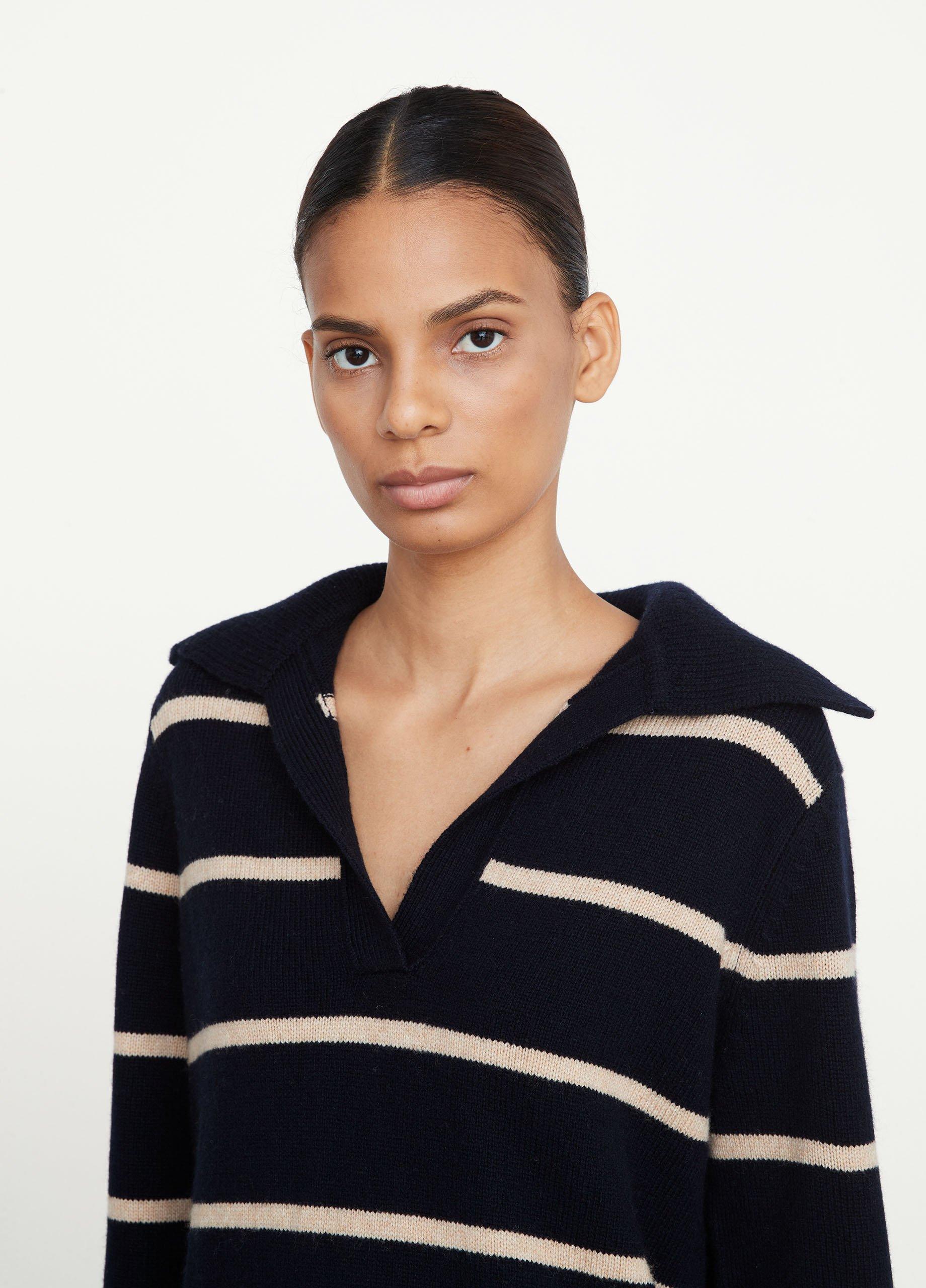 Easy Striped Johnny Collar Sweater image number 1