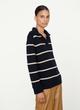 Easy Striped Johnny Collar Sweater image number 2