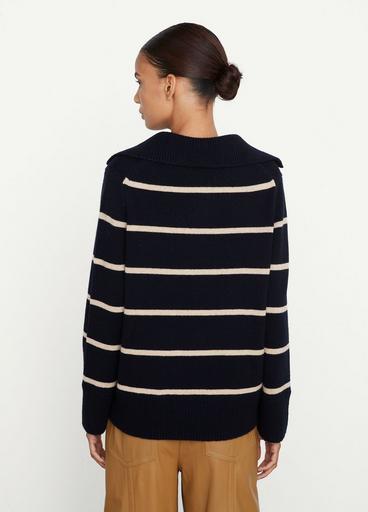 Easy Striped Johnny Collar Sweater image number 3