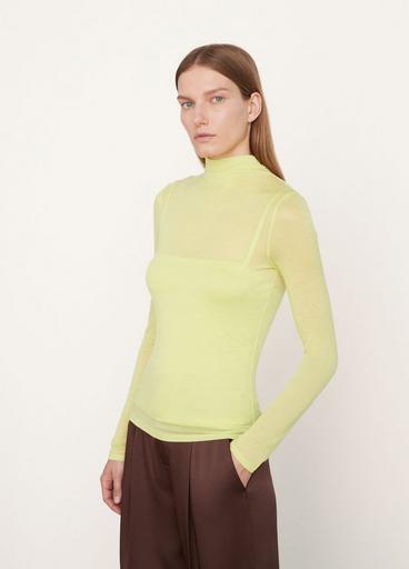 Double Layer Long Sleeve Mock Neck T-Shirt image number 2