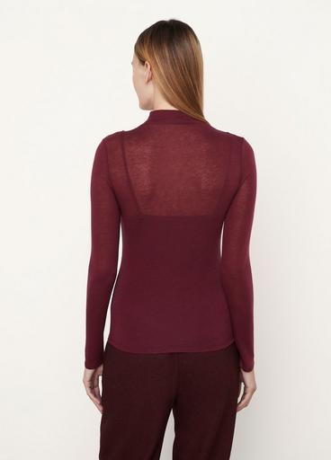 Double Layer Long Sleeve Mock Neck T-Shirt image number 3