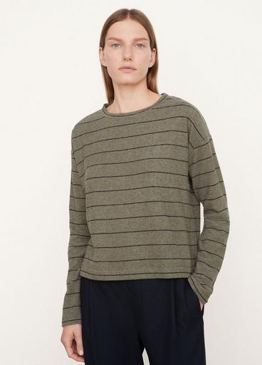 Cozy Relaxed Stripe Long Sleeve Crew Neck T-Shirt image number 1