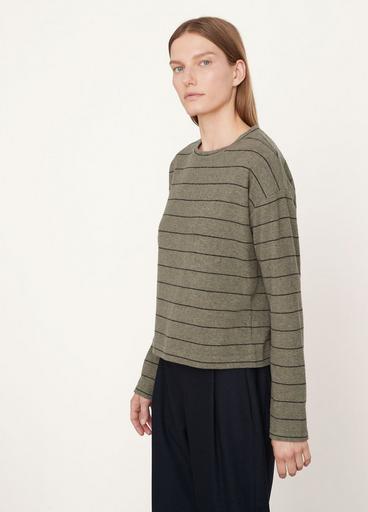 Cozy Relaxed Stripe Long Sleeve Crew Neck Tee image number 2