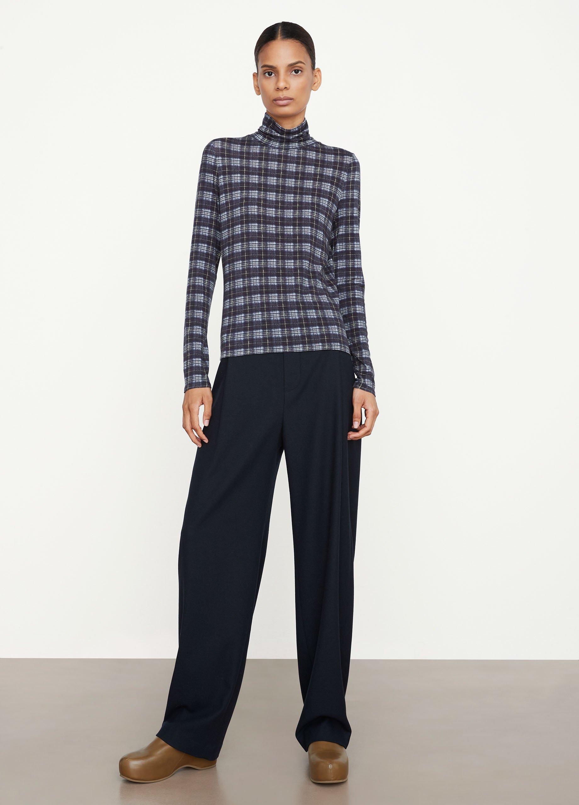 Hazy Plaid Print Turtleneck image number 0