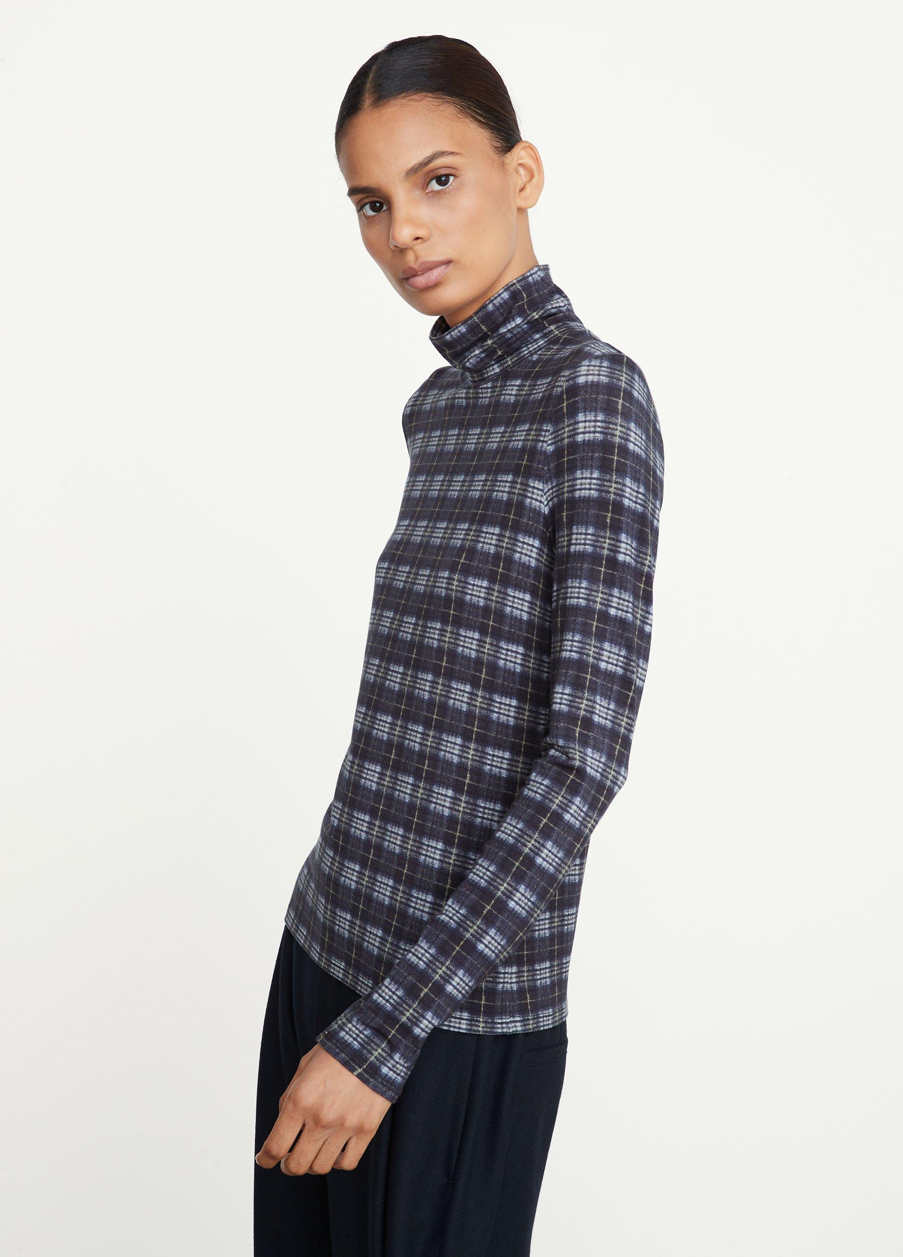 Hazy Plaid Print Turtleneck image number 2